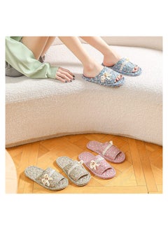 Excefore 3 Pairs Floral Cotton House Slippers for Women, Open Toe Indoor Slippers Comfortable Washable Portable Foldable Guest Travel Hotel Airplane Spa Slippers  - Image 3