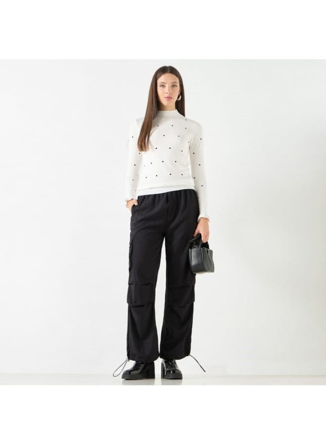 2Xtremz 2Xtremz Polka Dot Print Funnel Neck Sweater with Long Sleeves  - Image 4