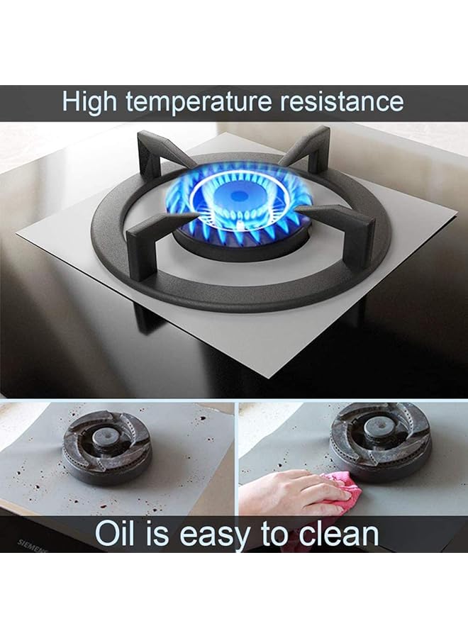 erorex 8 Piece Gas Stove Cover Gas Stove Protection Film Reusable Gas Stove Protection Mat Double Thickness Used In The Kitchen Can Be Placed In The Dishwasher Silver - Image 3