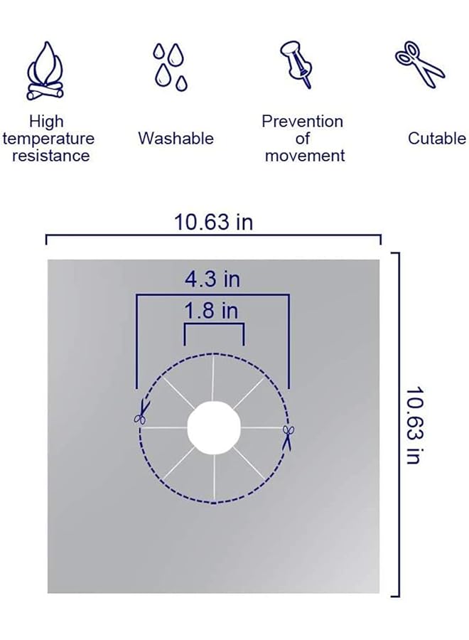 erorex 8 Piece Gas Stove Cover Gas Stove Protection Film Reusable Gas Stove Protection Mat Double Thickness Used In The Kitchen Can Be Placed In The Dishwasher Silver - Image 2