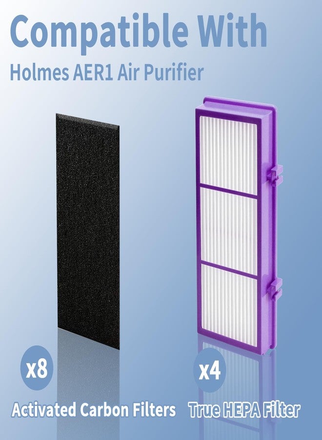 Funmit HAPF30AT-Total Air HEPA Type Filter Compatible with Holmes AER1 Aller-gen Remover Filter for HAPF300AP-U4 and HAP242-NU, Funmit 4 True HEPA Filters & 8 Activated Carbon Pre-Filters, Purple - Image 4