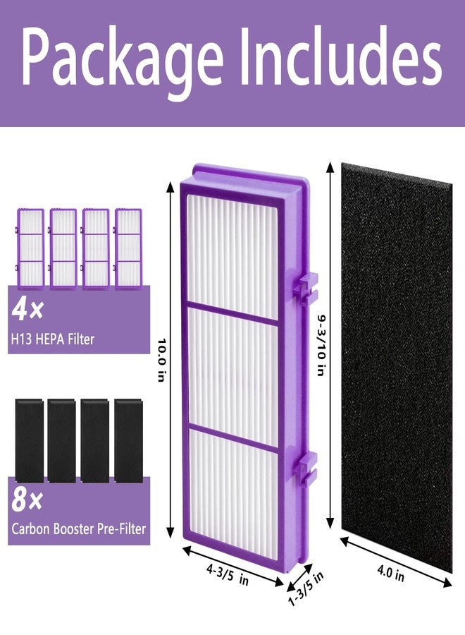 Funmit HAPF30AT-Total Air HEPA Type Filter Compatible with Holmes AER1 Aller-gen Remover Filter for HAPF300AP-U4 and HAP242-NU, Funmit 4 True HEPA Filters & 8 Activated Carbon Pre-Filters, Purple - Image 2