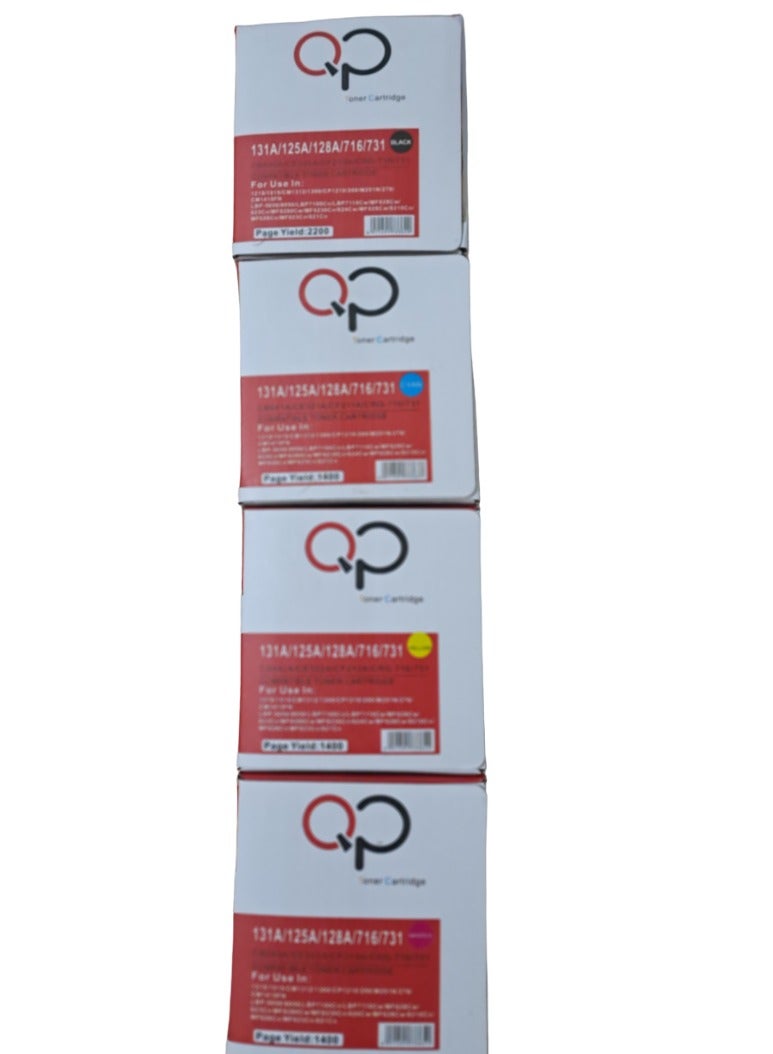 كيو بيه مجموعة حبر متوافقة 131A للاستخدام في طابعات الليزر HP وCanon 731.pro 200 1215 /125A/128A/131A-CB540A/541/542/543-CE320A/321/322/323/CF210/211/212/213- CP1215/1515/PRO 200/M251/276/- LBP 5050 - Image 2