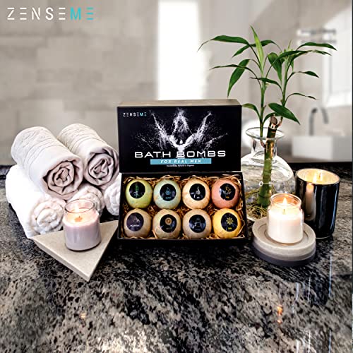 ZenseMe Bath Bombs for Men, Gift Set of 8 Scented Organic Handmade Bath Bombs of 2.5 oz with Natural Essential Oils for Boyfriend, Husband, Father or Friend, by ZenseMe - Image 3