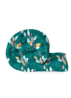 VAS COLLECTIONS VAS COLLECTIONS 350TC Floral Cotton AC Comforter Set King Size Double Bed with 1 Flat bedsheet Two Pillow Covers 4 Pieces Bedding Set 90x95 inches Dark Greens  - Image 2