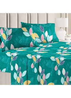 VAS COLLECTIONS VAS COLLECTIONS 350TC Floral Cotton AC Comforter Set King Size Double Bed with 1 Flat bedsheet Two Pillow Covers 4 Pieces Bedding Set 90x95 inches Dark Greens  - Image 3