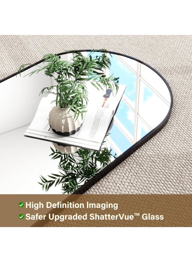 YQbest Arched Full Length Mirror with Stand Floor Standing Aluminum Frame for Bedroom Body Hanging Leaning Modern Simple Home Decor Shatter-proorf Nano Glass Wall Living Room Cloakroom Black  - Image 2