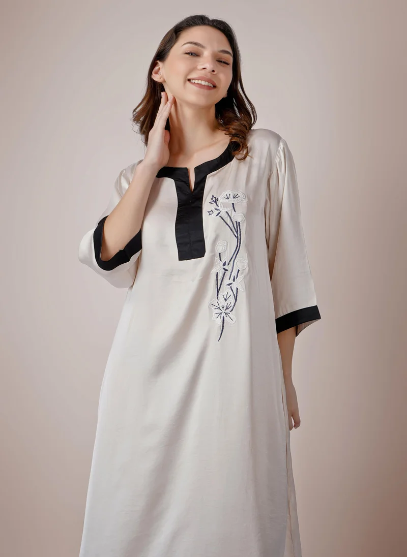 افتر دارك Dior, Hand embroidered Beige Kaftan dress