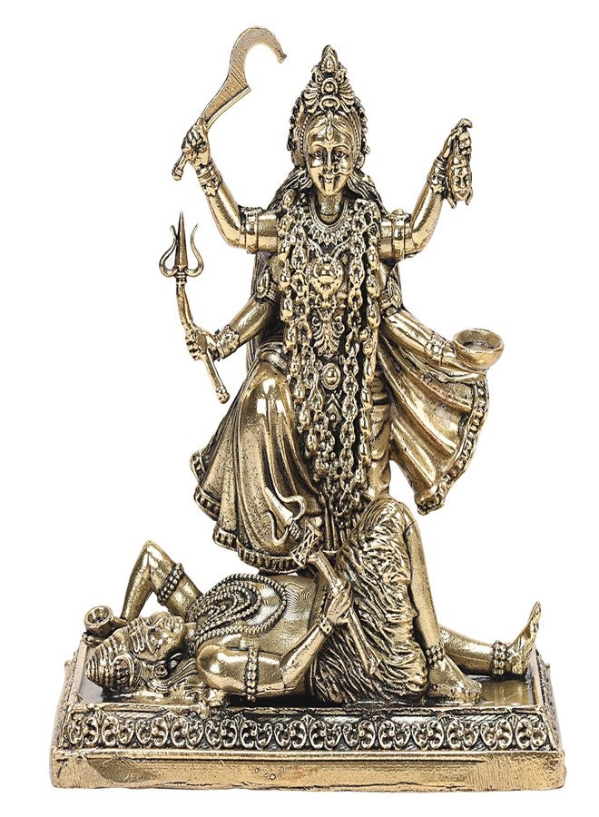 ARTVARKO Brass Kali MATA Murti Maha Kaali with Shiva Idol Adi Shakti Ma Mahakali Kalika Maa Statue 4 Inch - Image 1