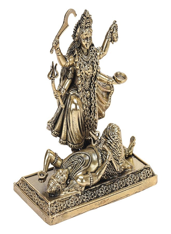 ARTVARKO Brass Kali MATA Murti Maha Kaali with Shiva Idol Adi Shakti Ma Mahakali Kalika Maa Statue 4 Inch - Image 2