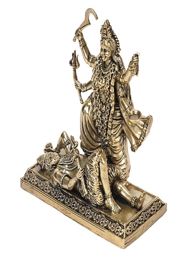 ARTVARKO Brass Kali MATA Murti Maha Kaali with Shiva Idol Adi Shakti Ma Mahakali Kalika Maa Statue 4 Inch - Image 3