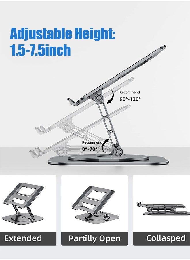 APEX - Adjustable Laptop Stand for Desk Ergonomic Riser with 360° Rotating Base Foldable Notebook Computer Holder Compatible MacBook Air Pro Dell XPS More 10-17" Laptops - Image 1