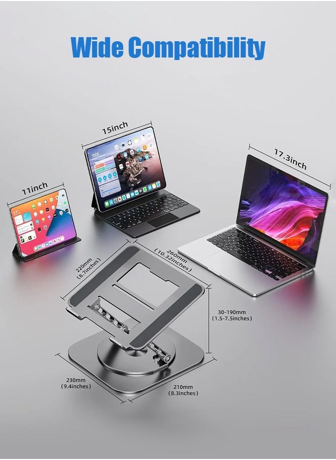 APEX - Adjustable Laptop Stand for Desk Ergonomic Riser with 360° Rotating Base Foldable Notebook Computer Holder Compatible MacBook Air Pro Dell XPS More 10-17" Laptops - Image 1