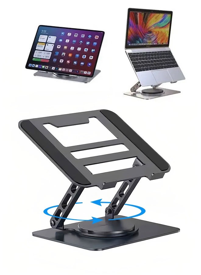 APEX - Adjustable Laptop Stand for Desk Ergonomic Riser with 360° Rotating Base Foldable Notebook Computer Holder Compatible MacBook Air Pro Dell XPS More 10-17" Laptops - Image 1