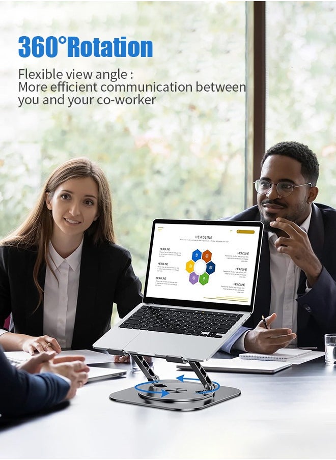 APEX - Adjustable Laptop Stand for Desk Ergonomic Riser with 360° Rotating Base Foldable Notebook Computer Holder Compatible MacBook Air Pro Dell XPS More 10-17" Laptops - Image 1