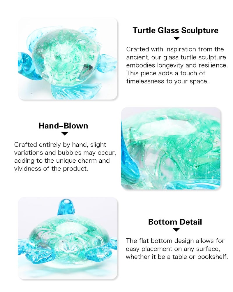 Bdor Hand Blown Glass Sea Turtle Figurine Paperweight, Sea Ornament, Art Collection, Glass Sculpture for Gift Home Decor Office Decor - Image 4