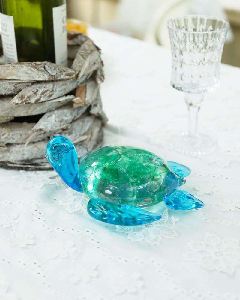 Bdor Hand Blown Glass Sea Turtle Figurine Paperweight, Sea Ornament, Art Collection, Glass Sculpture for Gift Home Decor Office Decor - Image 5