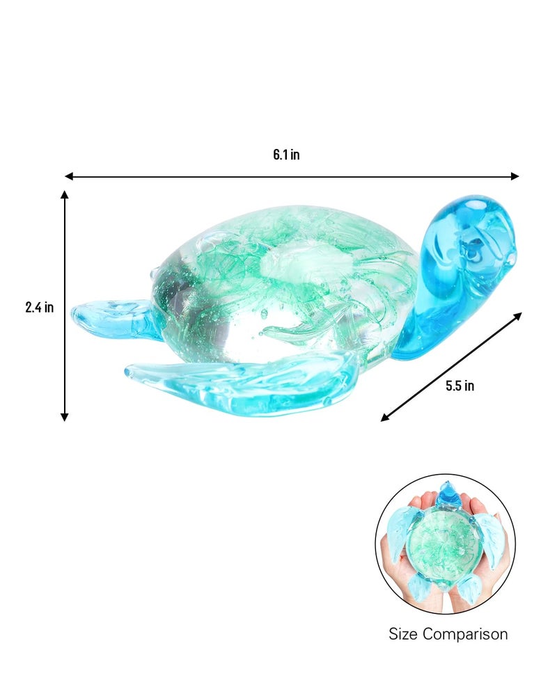Bdor Hand Blown Glass Sea Turtle Figurine Paperweight, Sea Ornament, Art Collection, Glass Sculpture for Gift Home Decor Office Decor - Image 3