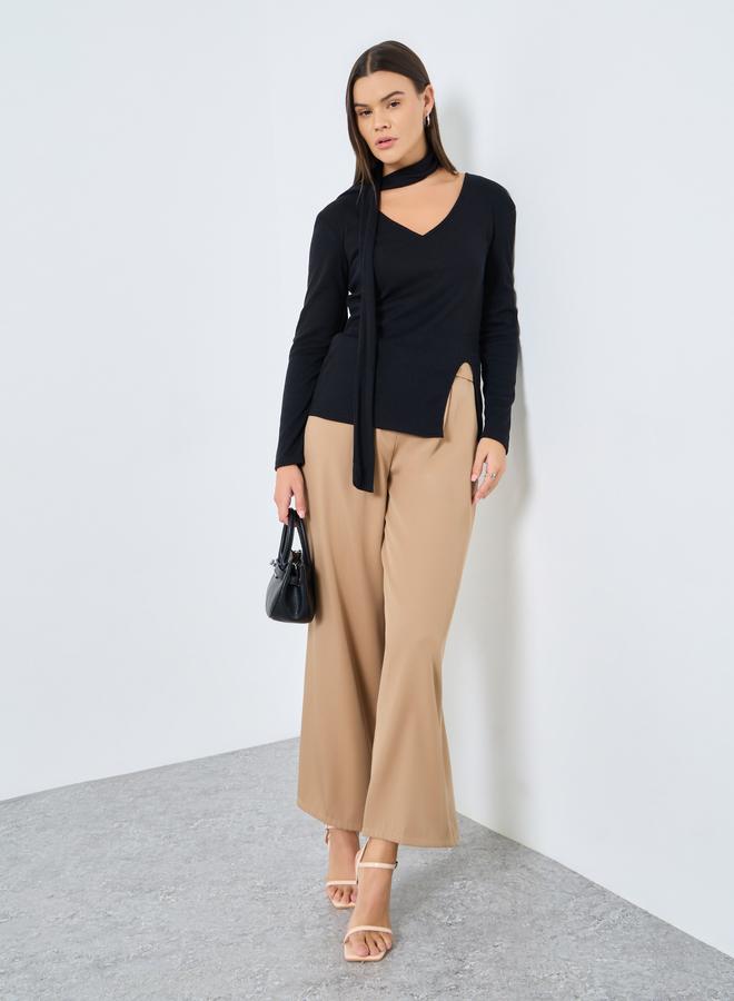 Styli Ribbed Knitted Chocker Neckline Top - Image 3