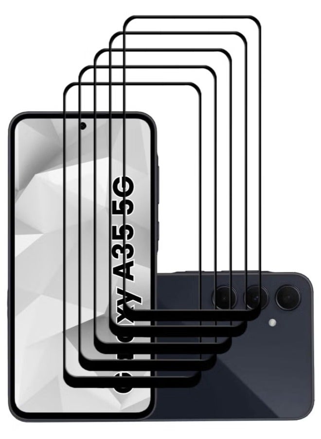 ACLIX 5 Pieces Anti static ESD Dustproof Premium Quality High Definition Tempered Glass Screen Protector Designed For Samsung Galaxy A35 - Image 1
