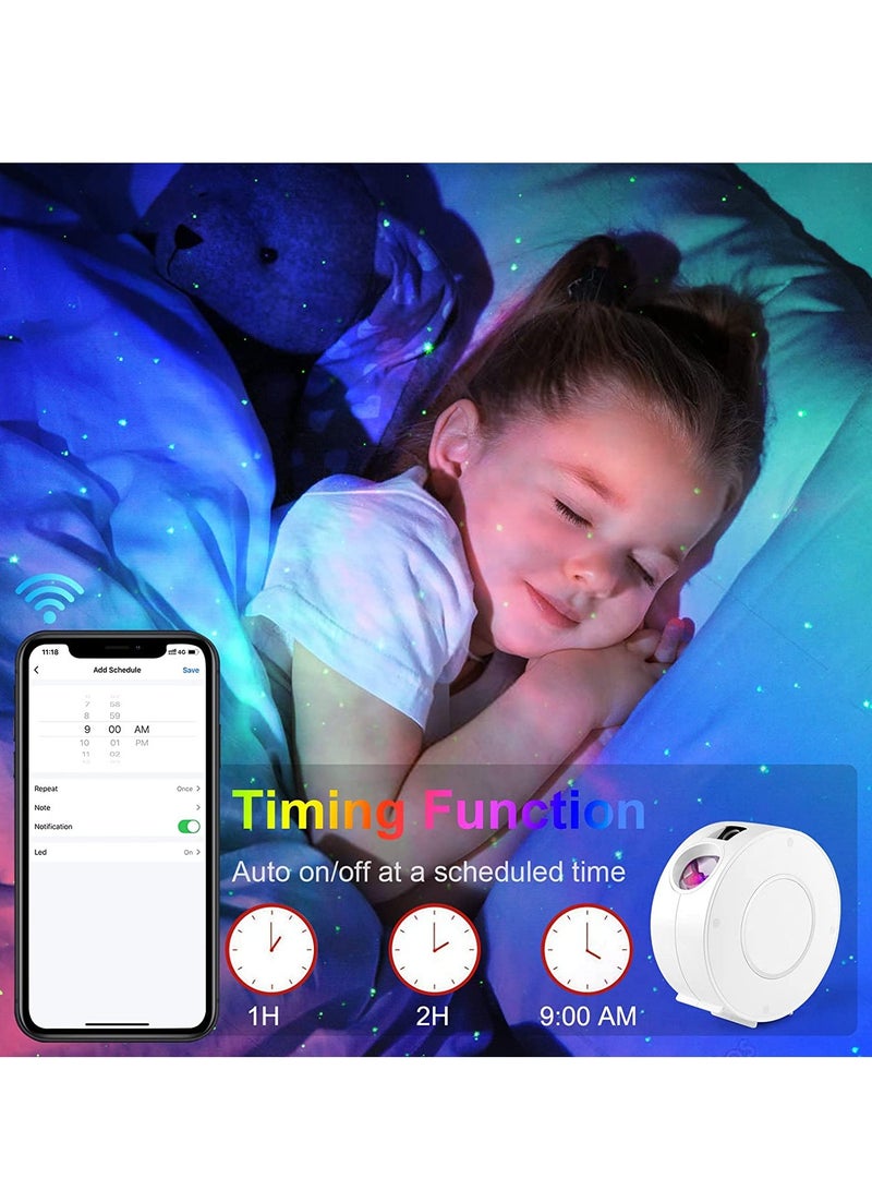 Galaxy Star Projector, Smart WiFi App/Voice Control, 3D LED Galaxy Projector Night Light with Nebula, Compatible with Google Assistant, RGB Dimmable, Timing, for Kids Bedroom Party Decor White - Image 5