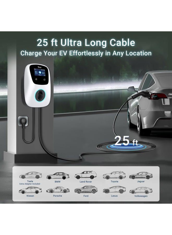 Tera for Tesla EV Charger Level 2 J1772: ETL Energy Star 48A 40A 32A Adjustable 240V, 5 Years Warranty, NEMA 14-50 25FT Extra Long Charging Cable IP66 Wall Electric Vehicle Charging Station W01 White - Image 5