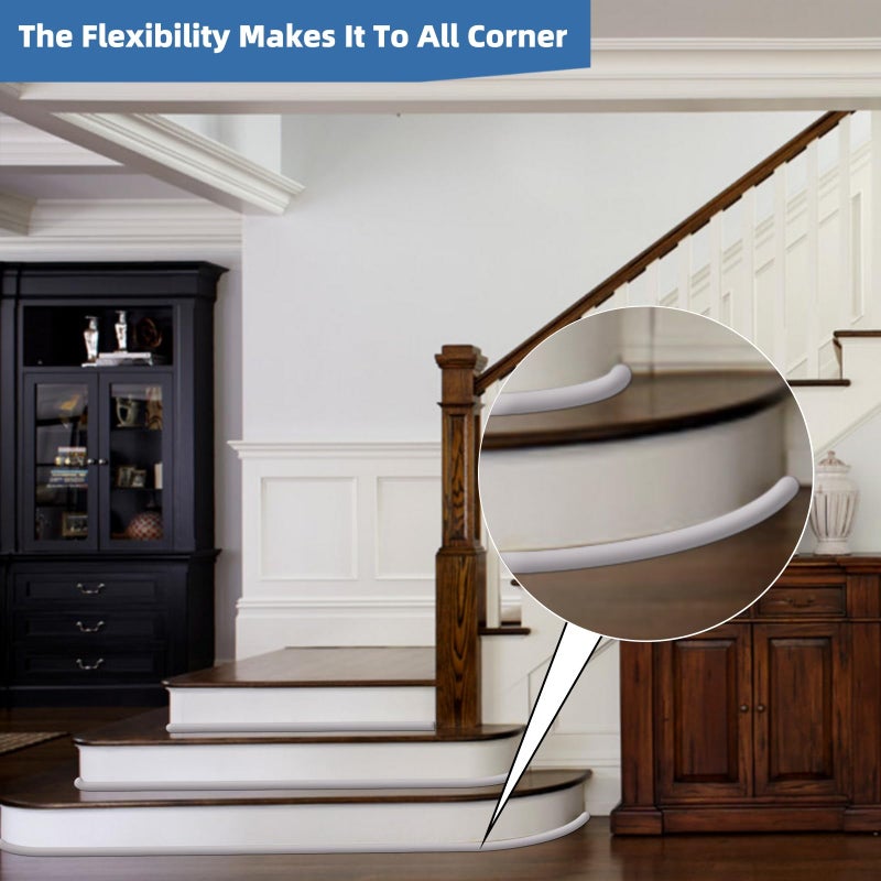 Conwang Flexible Quarter Round Molding Bendable Molding Trim,Peel and Stick Silicone Rubber Edge Trim for Floor,Tub,Cabinet,Flexible Shoe Molding Around Curved Stairs,Columns and Wall-118â€ L x 0.6â€ W x 0.6â€ H - Image 4