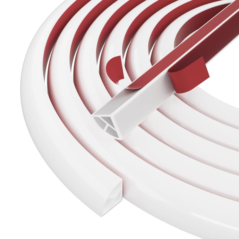 Conwang Flexible Quarter Round Molding Bendable Molding Trim,Peel and Stick Silicone Rubber Edge Trim for Floor,Tub,Cabinet,Flexible Shoe Molding Around Curved Stairs,Columns and Wall-118â€ L x 0.6â€ W x 0.6â€ H - Image 1
