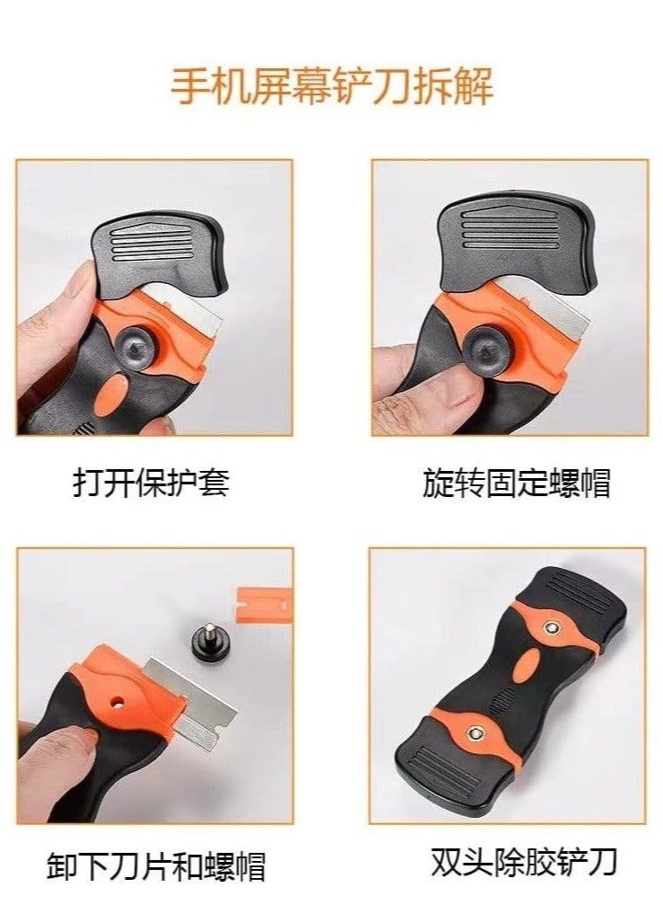 عربست مجموعة مكونة من 3 قطع من أداة مكشطة شفرة الحلاقة مع 50 شفرة بلاستيكية و30 شفرة معدنية مثالية لإزالة الملصقات والصبغة والشحوم من الزجاج الأمامي والأجهزة والأسطح الزجاجية - Image 4