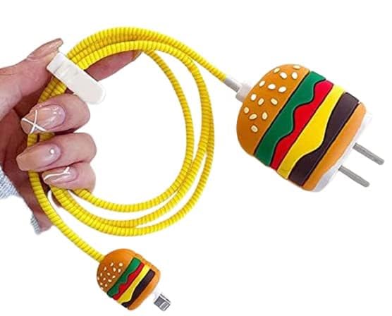 Like Star 18-20W Apple iPhone Power Adapter and Type C, Protective 3D Cartoon Character Silicone Case Cover, 360 Degree Full Protection (Burger) - Image 1