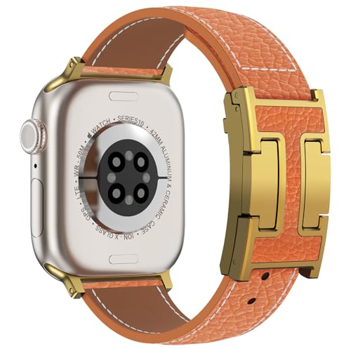 CHANCHY Leather Magnetic Watch Band Compatible with Apple Watch Bands 40mm 38mm 41mm 42mm 44mm 45mm 46mm, Top Grain Leather Dressy Band for Women Men iWatch Ultra SE3 Series 11/10/9/8/7/6/5/4/3/2/1 - Image 1