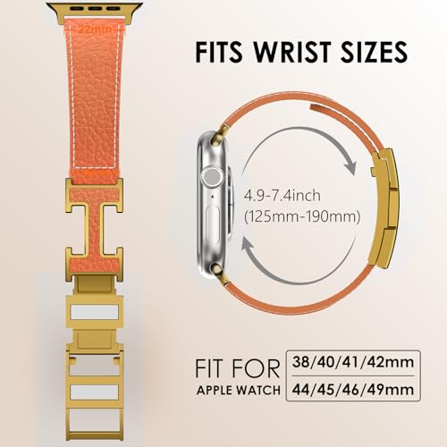 CHANCHY Leather Magnetic Watch Band Compatible with Apple Watch Bands 40mm 38mm 41mm 42mm 44mm 45mm 46mm, Top Grain Leather Dressy Band for Women Men iWatch Ultra SE3 Series 11/10/9/8/7/6/5/4/3/2/1 - Image 5