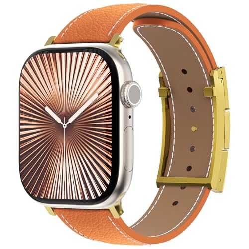 CHANCHY Leather Magnetic Watch Band Compatible with Apple Watch Bands 40mm 38mm 41mm 42mm 44mm 45mm 46mm, Top Grain Leather Dressy Band for Women Men iWatch Ultra SE3 Series 11/10/9/8/7/6/5/4/3/2/1 - Image 2