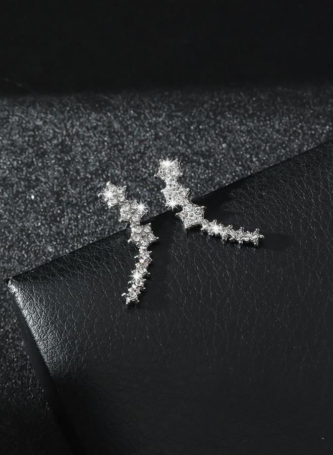 Take Two Contrast Rhinestone Embellished Earrings - Image 3