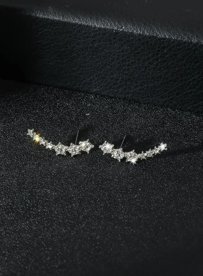 تايك تو أقراط مزينة بالراين بنمط متناقض