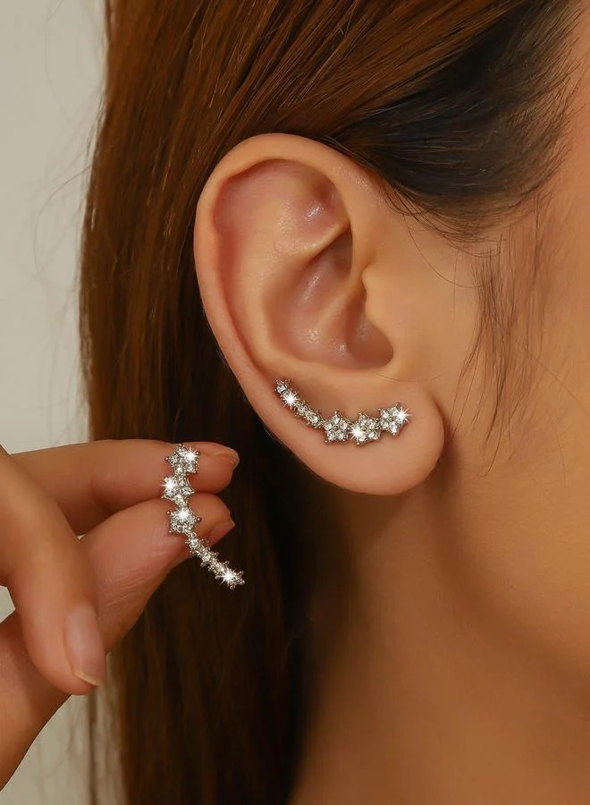 تايك تو أقراط مزينة بالراين بنمط متناقض