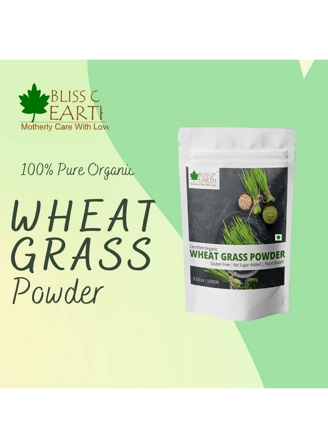 Bliss of Earth Certified Organic Wheatgrass Powder 33 Servings Super Food Dietary Supplement Rich in VIT A & B Non GMO Gluten Free 100GM Pack of 2 - Image 2