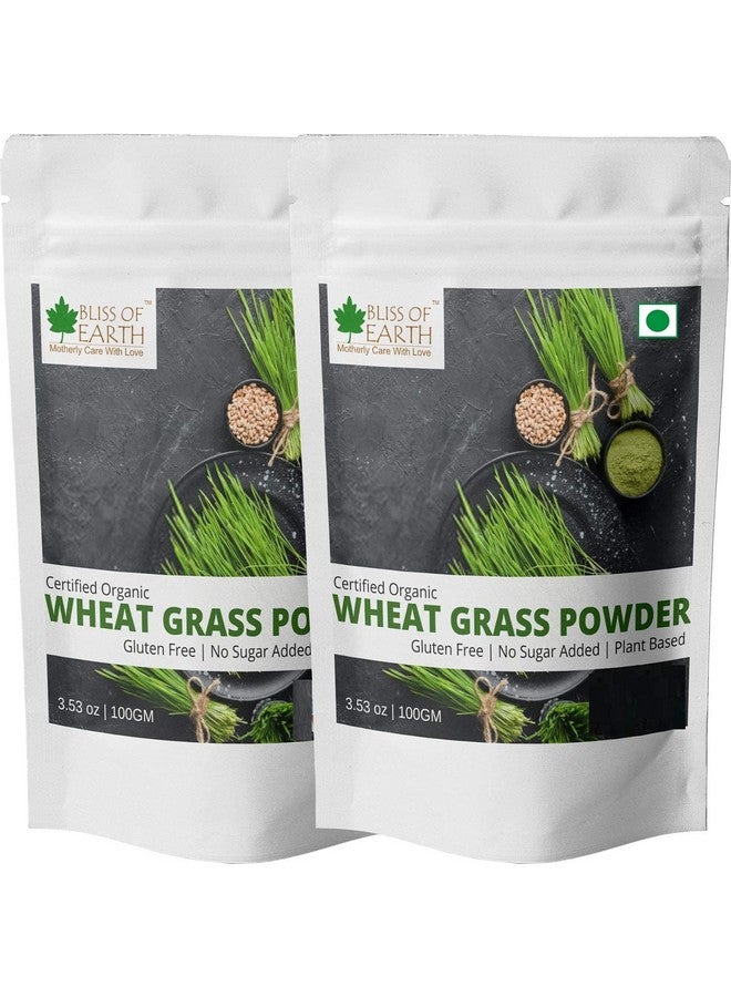 Bliss of Earth Certified Organic Wheatgrass Powder 33 Servings Super Food Dietary Supplement Rich in VIT A & B Non GMO Gluten Free 100GM Pack of 2 - Image 1