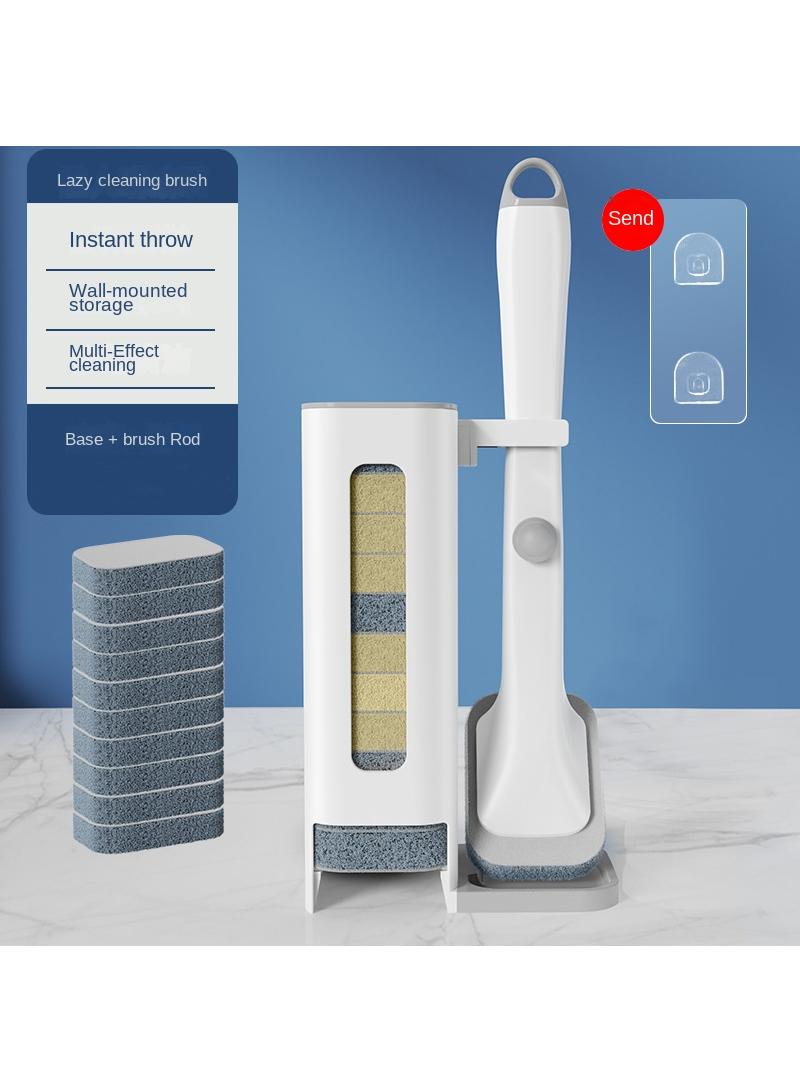 General Multi Functional Disposable Pot Brush Automatic Addition Of Dishwashing Liquid Scouring Cloth Dishwashing Brush Kitchen Cleaning Brush With 10 Pcs Cleaning Cloth Brush Heads  - Image 1