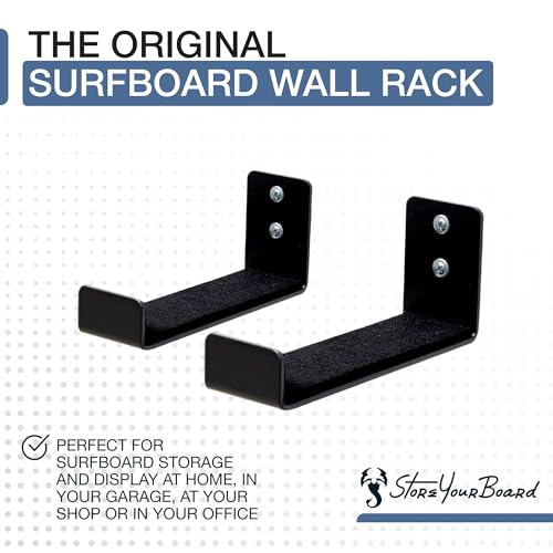 StoreYourBoard Naked Surf – The Original Minimalist Surfboard Rack, Heavy-Duty Black Aluminum Surf Board Wall Hangers for Display & Storage, Surfboard Wall Mount Holds 30 lbs - Image 5