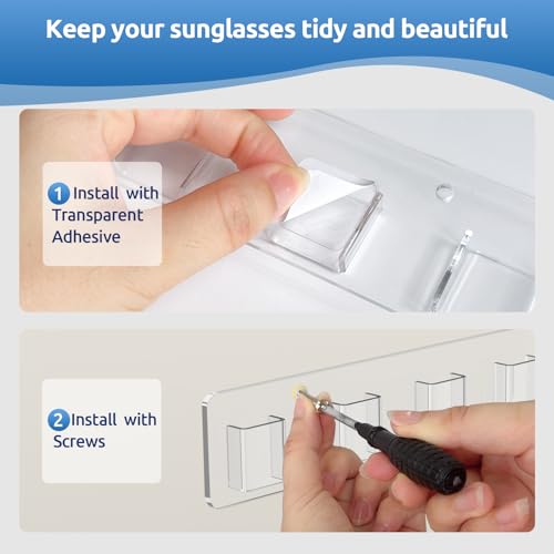 Meaocer Sunglasses Organizer 2 Pack, Wall Glasses Holder, Acrylic Sunglasses Display, Eyeglass Organizer for Multiple Glasses for Office & Home Decor, Unique Gifts for Husband, Women & Girls, Clear - Image 5