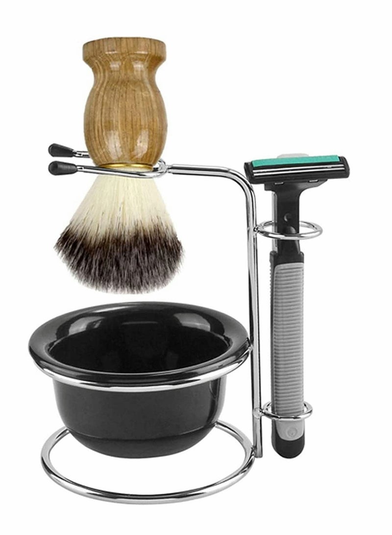 Zikra Men's Shaving Kit Stainless Steel Holder for Razor Brush  Soap Bowl Male Tool Set Dry or Wet - Image 2