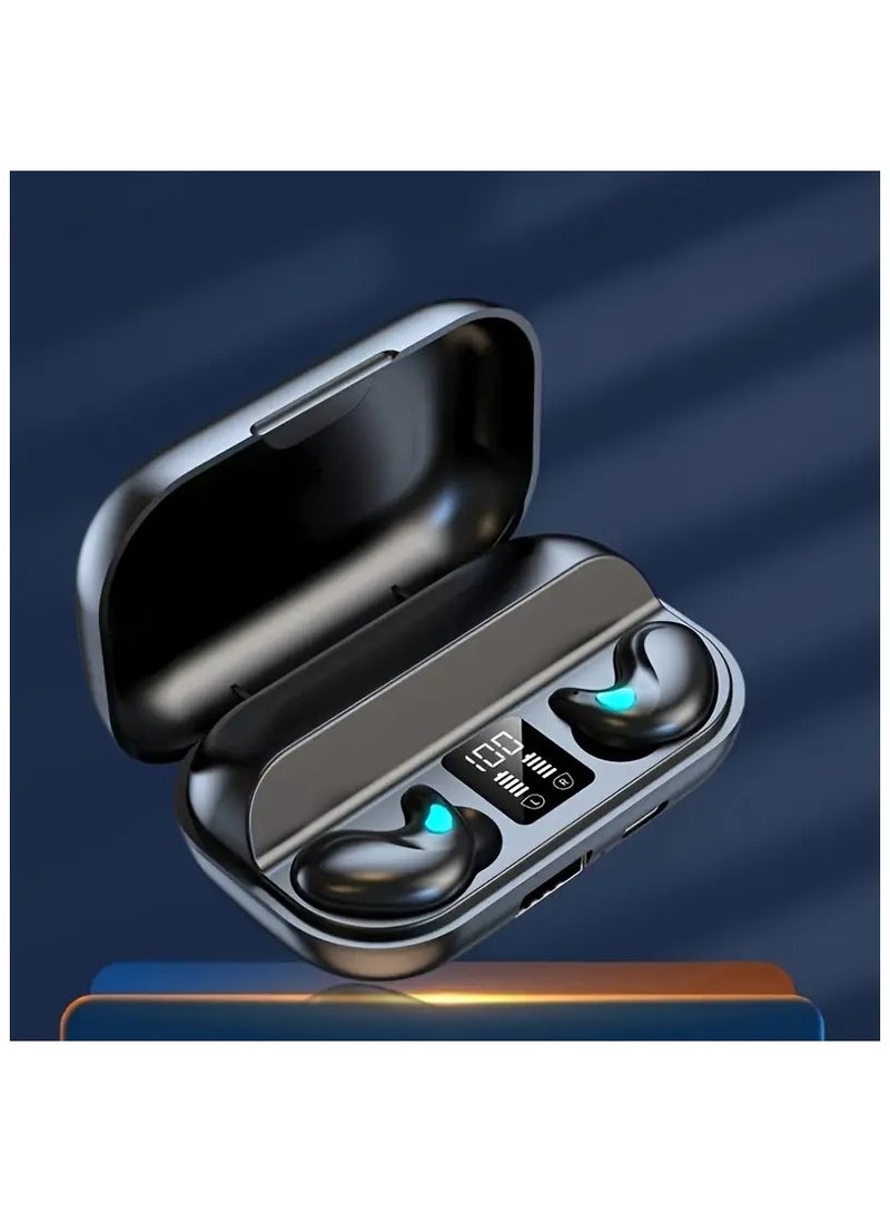 Invisible Earbuds Bluetooth Wireless Headphones with Charging Case Black Chipset - Image 1