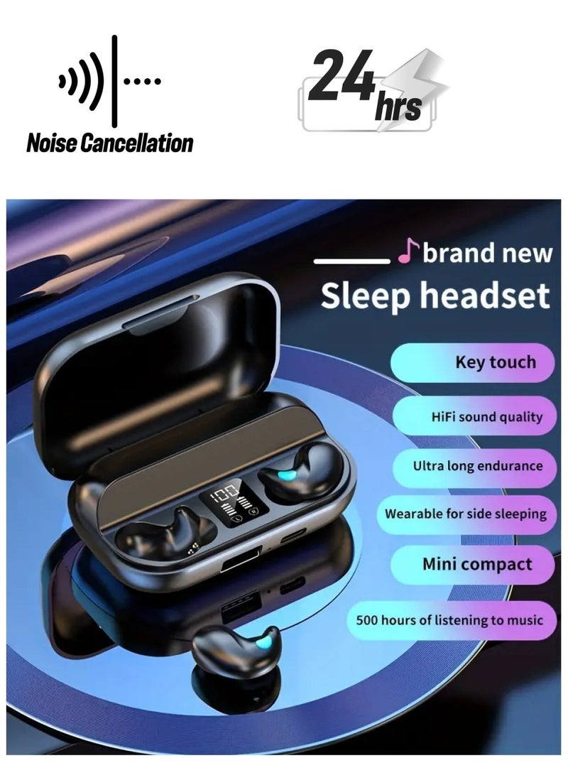 Invisible Earbuds Bluetooth Wireless Headphones with Charging Case Black Chipset - Image 2