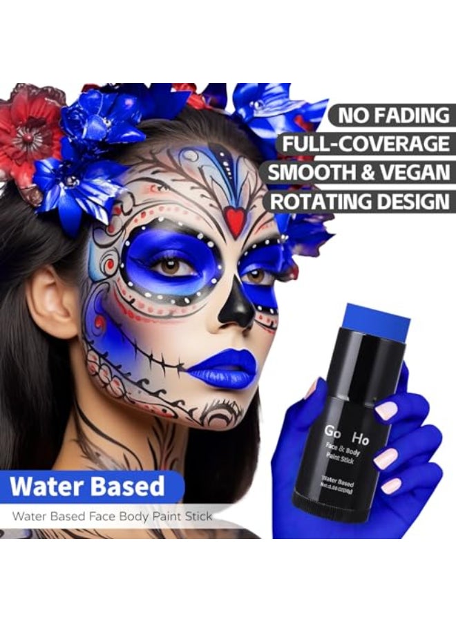 Go Ho Royal Blue Face Body Paint StickEasily Washable Formula Face Paint StickNontoxic Fullcoverage Cream Blue Body Paint for Halloween Costumes Cosplay SFX Mystique Smurf Clown Makeup - Image 3