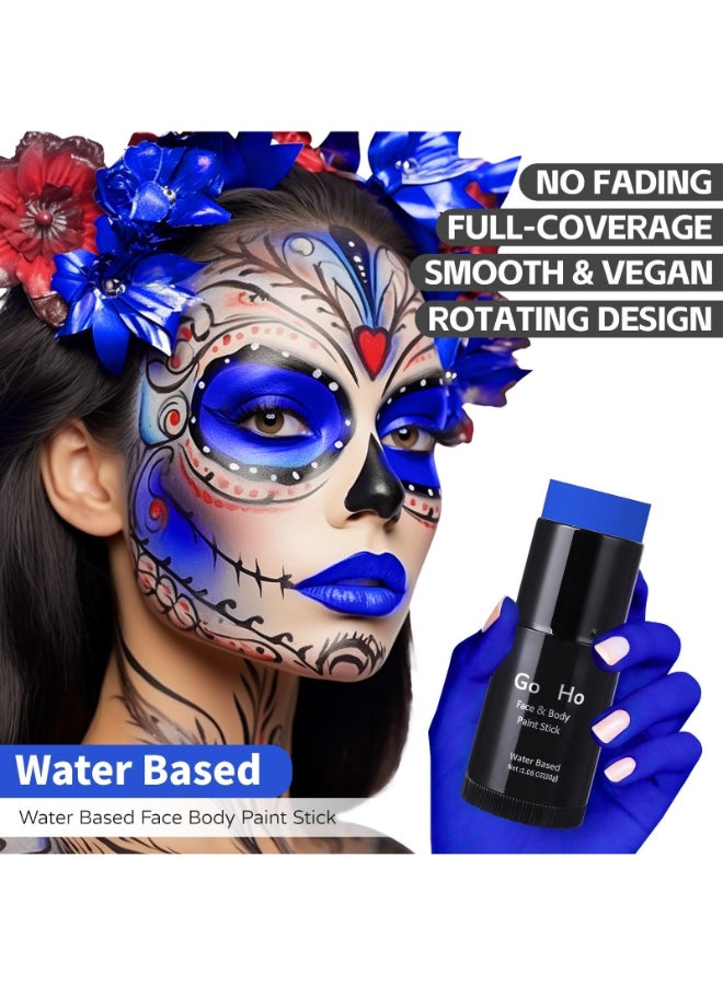 Go Ho Royal Blue Face Body Paint StickEasily Washable Formula Face Paint StickNontoxic Fullcoverage Cream Blue Body Paint for Halloween Costumes Cosplay SFX Mystique Smurf Clown Makeup - Image 4