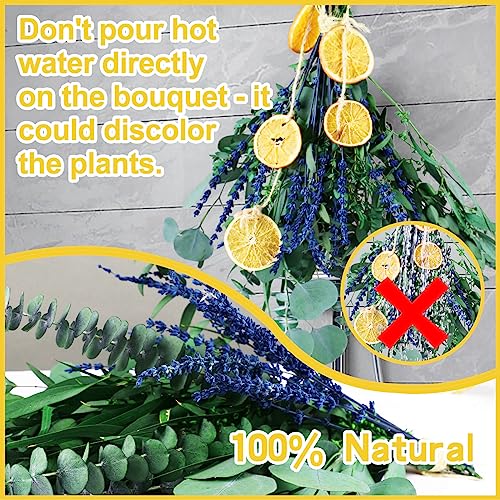 Gifugi 5 Kinds Mix Dried Eucalyptus & Lavender Flowers Bundle for Shower , 15''-17''Natural Real Fresh Preserved Eucalyptus Leaves and Lemon Hanging Plants, Home Bathroom Decor, Fragrance - Image 2