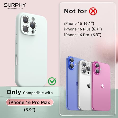 SURPHY Designed for iPhone 16 Pro Max Case Compatible with MagSafe 69 inch 2024 Liquid Silicone Phone Case Camera Protective Soft Microfiber Lining Soft Mint - Image 3