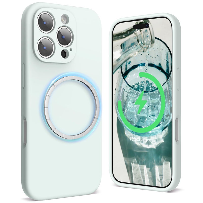 SURPHY Designed for iPhone 16 Pro Max Case Compatible with MagSafe 69 inch 2024 Liquid Silicone Phone Case Camera Protective Soft Microfiber Lining Soft Mint - Image 2