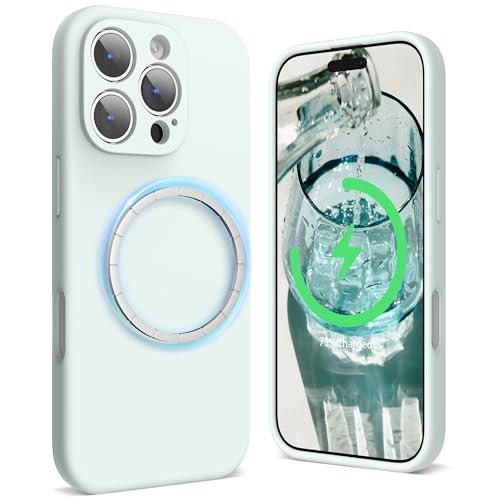 SURPHY Designed for iPhone 16 Pro Max Case Compatible with MagSafe 69 inch 2024 Liquid Silicone Phone Case Camera Protective Soft Microfiber Lining Soft Mint - Image 1